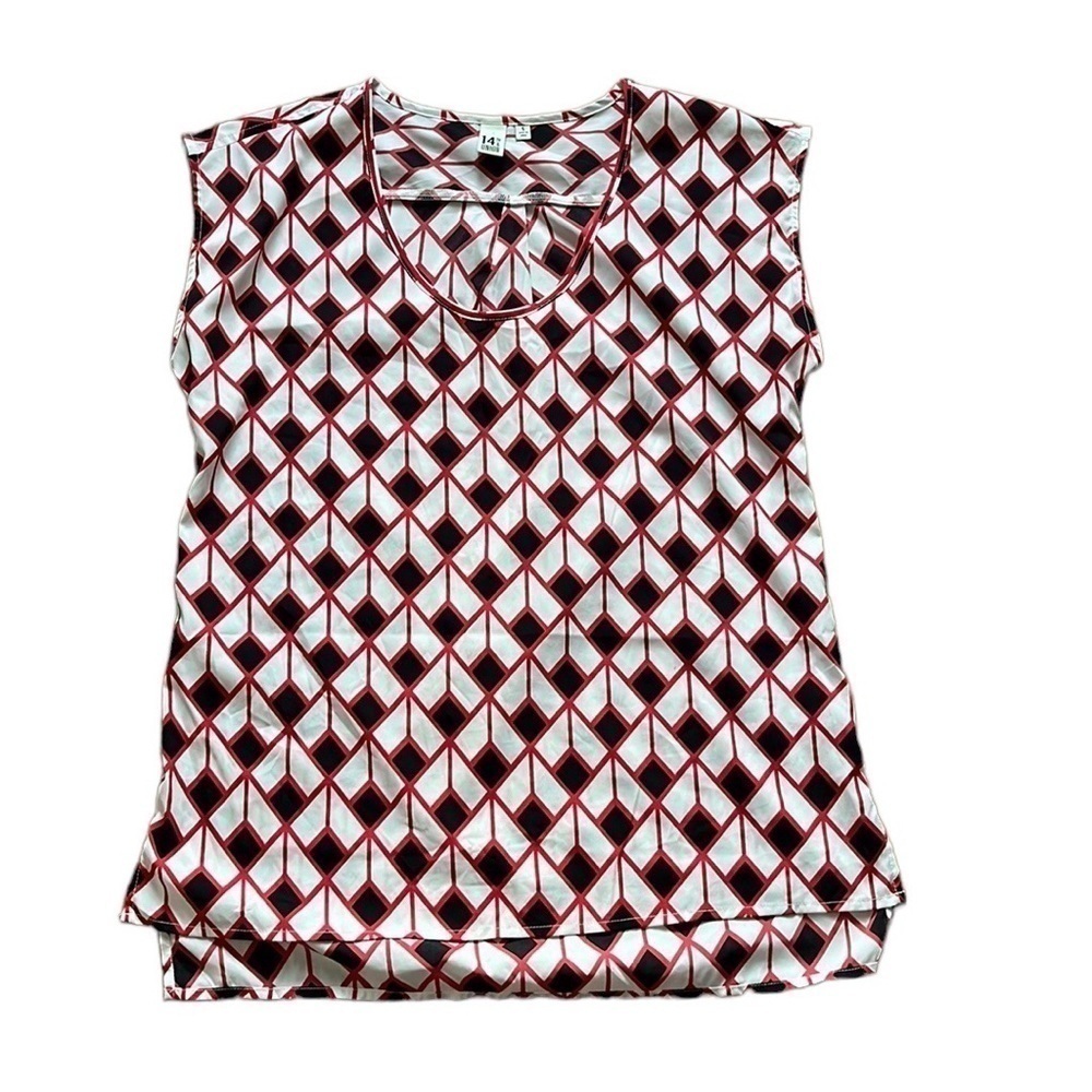 14th and Union women’s red black white short sleeve top Size small oversized